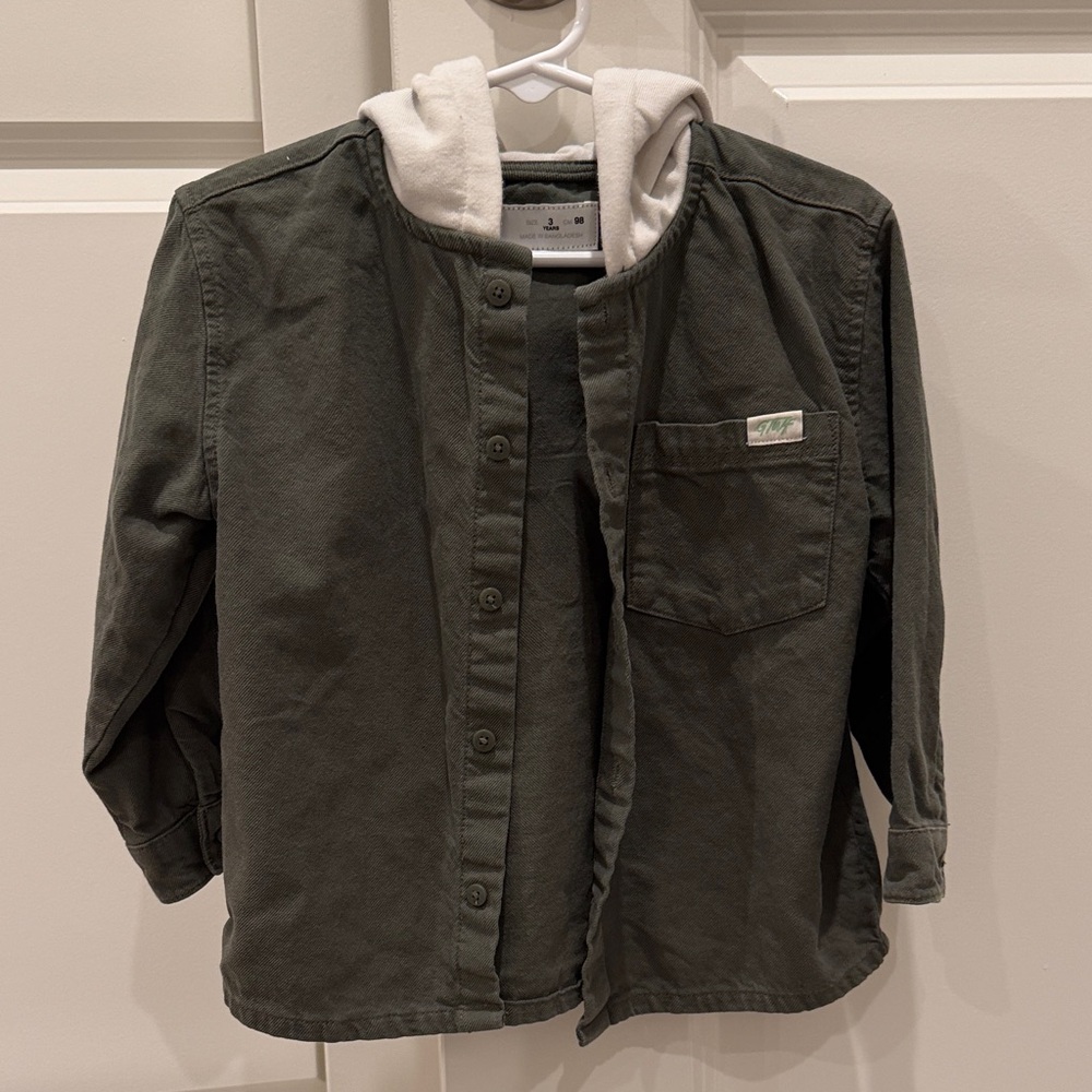 Zara Kids Dark Green Jean overshirt with Hood